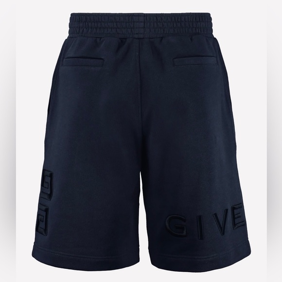 Like New Men’s Large Givenchy Bermuda Drawstring Shorts 4G Logo Embroidered Navy - Picture 2 of 14